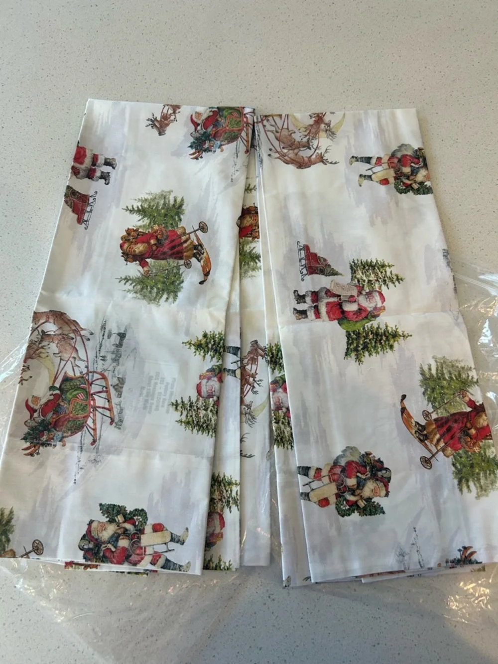 Pottery Barn Nostalgic Santa King Percale Pillowcases Set of 2